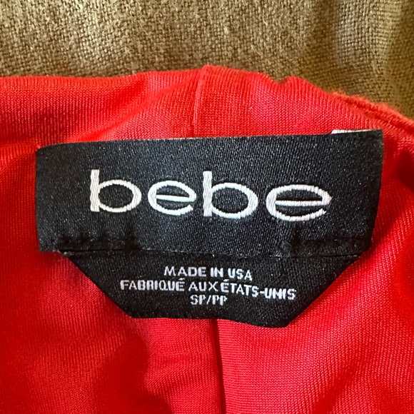 Bebe textured bodycon dress (red; size small; midi) - Picture 2 of 3